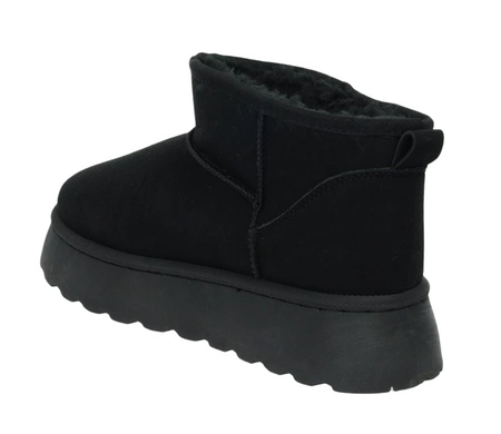 Czarne klasyczne emu zamszowe na platformie botki