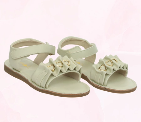 Jasne sandały dziewczęce eleganckie na rzep Miss E