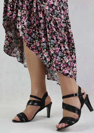 Sandały na obcasie damskie skórzane na paskach Gino Fabiani - Produkt Polski