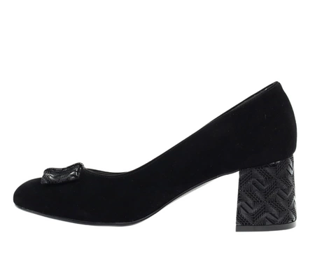 Czarne wygodne czółenka na szerokim obcasie Jasmine od Azali
