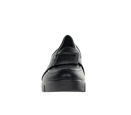 Komfortowe półbuty damskie wsuwane czółenka na niskiej koturnie Jezzi