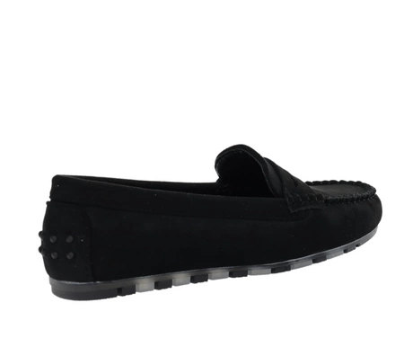 Czarne zamszowe mokasyny damskie z eko skóry Jezzi