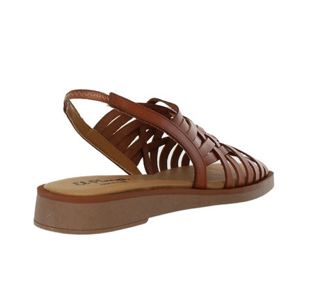 Brązowe skórzane sandały rzymianki plecione jezuski El Pimpi - Made in Spain