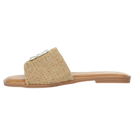 Eleganckie plecione klapki płaskie z kwadratowym przodem Jezzi