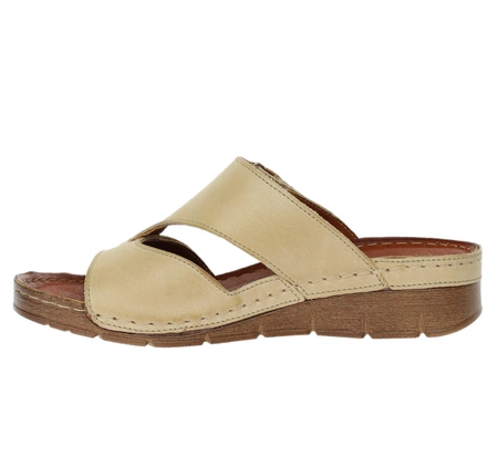 Eleganckie i komfortowe klapki damskie skórzane na rzep Gino Fabiani - Produkt Polski