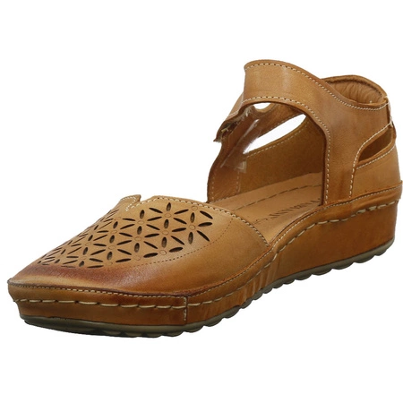 Polskie skórzane sandały damskie szyte komfortowe na rzep Gino Fabiani - Produkt Polski