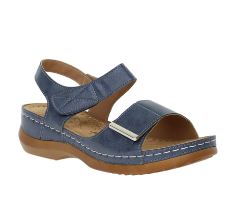 Sandały granatowe płaskie damskie na rzepy Jezzi
