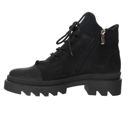 Czarne trapery damskie skórzane buty górskie Polskie Gino Fabiani