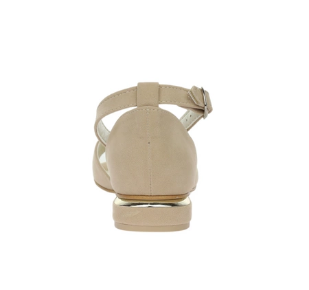 Eleganckie beżowe sandały płaskie z zakrytą piętą AZALI