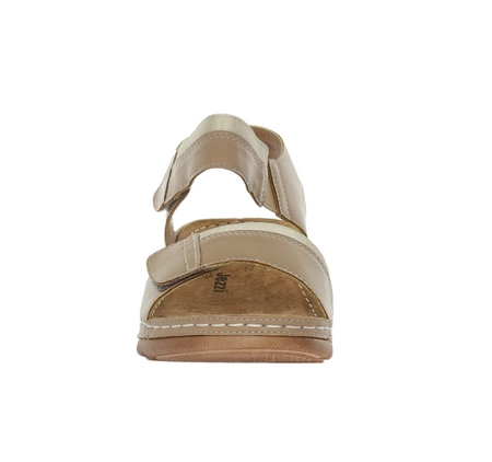 Brązowe sandały płaskie wygodne na rzepy Jezzi