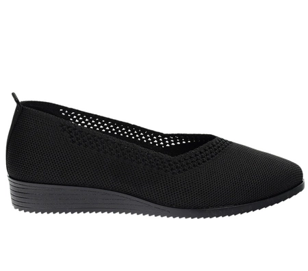 Komfortowe czółenka płaskie czarne oddychające UNISOFT