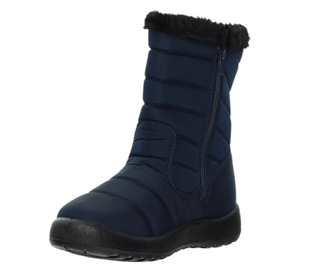 Granatowe wysokie śniegowce damskie na zamek buty termiczne Jezzi