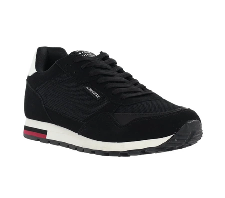 Czarne adidasy męskie lekkie i oddychające z wkładką MEMORY FOAM American Club