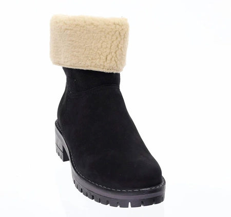 Czarne buty zimowe skórzane ocieplane naturalną wełną Polskie Gino Fabiani