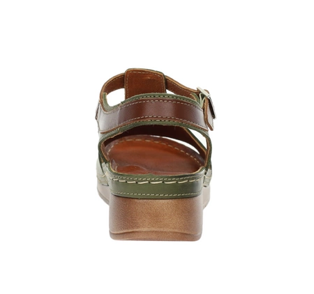 Skórzane sandały damskie płaskie na co dzień Polskie Gino Fabiani