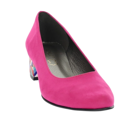 Płaskie fuksjowe czółenka eleganckie ze skóry zamszowej Lily od Azali