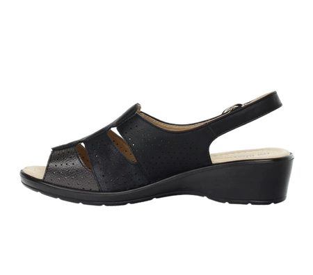 Czarne wygodne sandały damskie ortopedyczne Polskie Unisoft