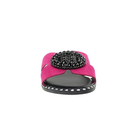 Fuksjowe eleganckie klapki damskie płaskie VINCEZA