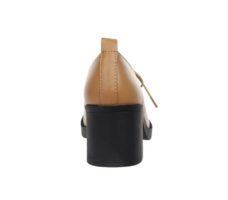 Brązowe półbuty damskie na obcasie garniturowe lordsy Jezzi