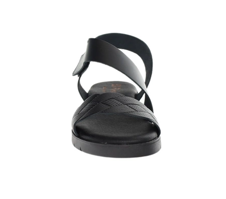 Czarne płaskie sandały damskie skórzane El Pimpi - Made in Spain