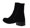 Czarne botki zamszowe na płaskim obcasie eleganckie Jezzi