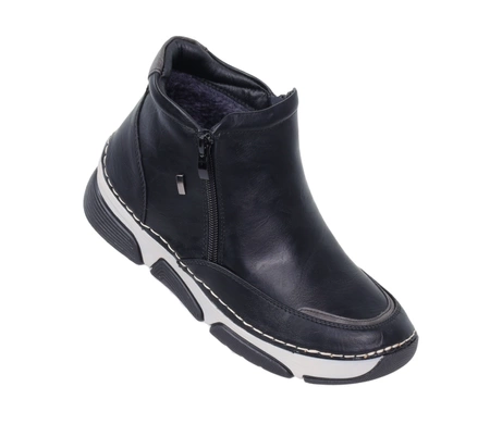 Czarne botki zimowe damskie trzewiki zdrowotne eleganckie i wygodne Haidra