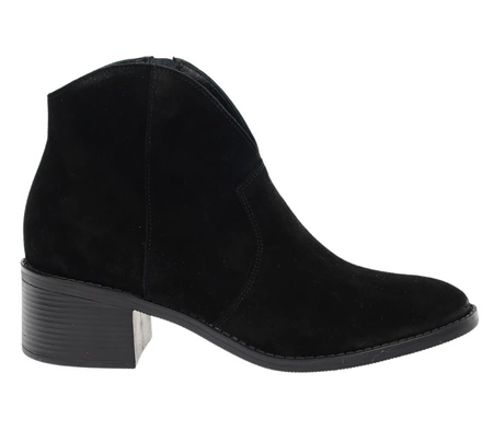 Czarne zamszowe botki kowbojki nieocieplane RYŁKO