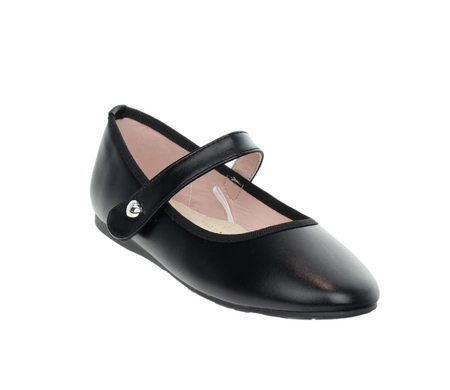 Czarne balerinki dziecięce z paskiem na rzep Miss E
