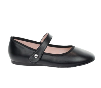 Czarne balerinki dziecięce z paskiem na rzep Miss E