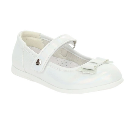 Białe balerinki dla dziewczynki czółenka zapinane na pasek beżowe MissE