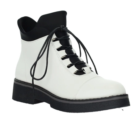 Białe buty zimowe damskie na płaskiej podeszwie eleganckie i wygodne Jezzi