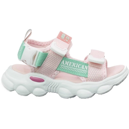 Sandały dziecięce na rzepy pudrowy róż American Club