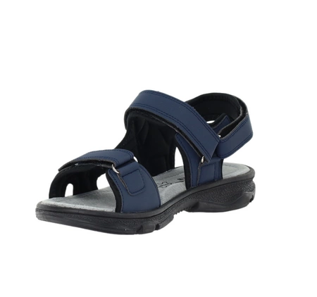 Porządne sandały młodzieżowe granatowe na rzepy ze skórzaną wkładką American Club