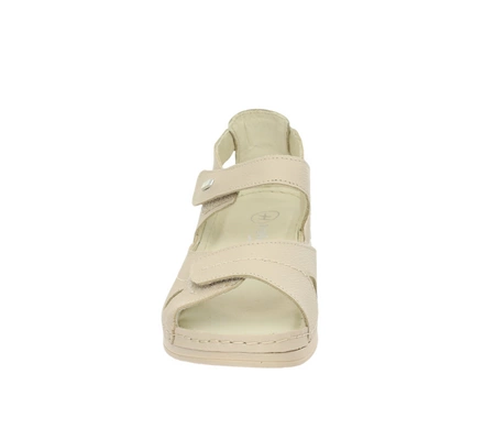 Eleganckie i komfortowe sandały damskie płaskie ze skóry naturalne z zakrytą piętą HELIOS