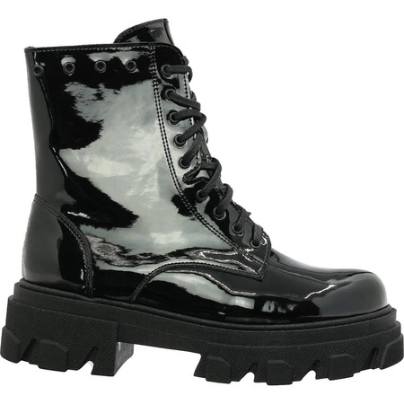 Traperki lakierowane skórzane botki damskie Gino Fabiani