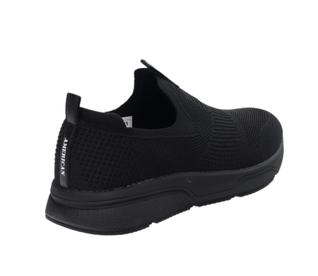 Czarne lekkie siateczkowe adidasy męskie z profilowaną wkładką wsuwane American Club