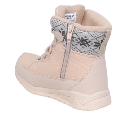 Beżowe eleganckie śniegowce dziecięce z membraną softshell American Club