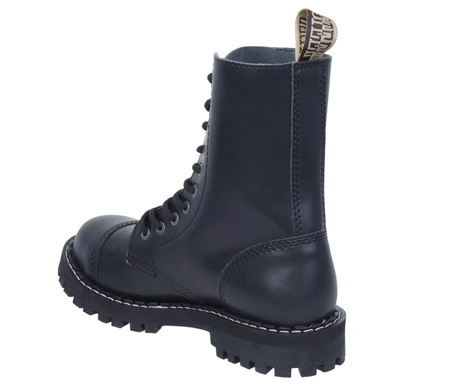 Czarne glany skórzane wysokie STEEL 10 dziur/ oczek 105-106/O