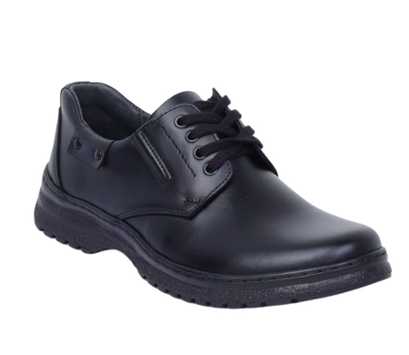 Męskie półbuty czarne skórzane garniturowe Activ