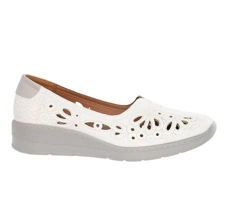 Komfortowe białe czółenka damskie półbuty ze skórzaną wkładką Jezzi