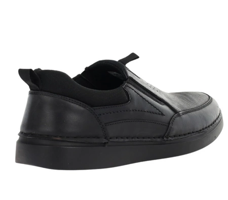 Czarne skórzane buty męskie elegancko-sportowe wsuwane American Club