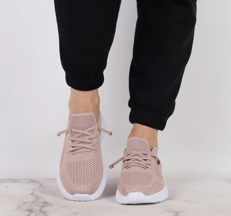 Lekkie siateczkowe adidasy damskie pudrowy róż NEWS