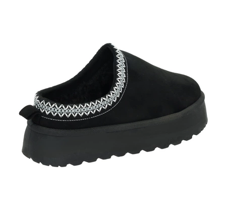 Kapcie czarne EMU ciepłe klapki śniegowce haftowane