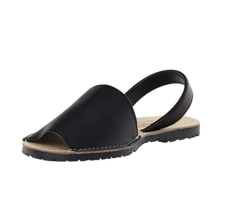 Czarne skórzane sandały hiszpańskie płaskie El Pimpi - Made in Spain