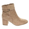 Beżowe zamszowe botki damskie zimowe na obcasie Jezzi
