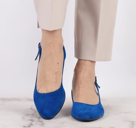 Chabrowe eleganckie sandały na niskim obcasie AZALI