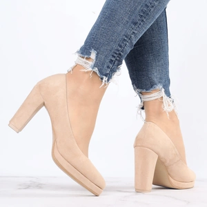 Beżowe buty ślubne na obcasie i platformie Holly od Azali