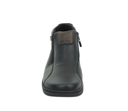 Czarne skórzane komfortowe botki zimowe buty Helios model786