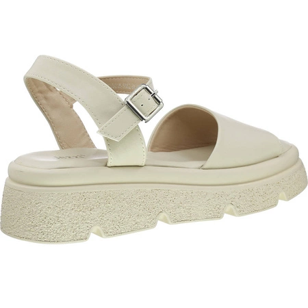 Beżowe sandały damskie na płaskiej ciężkiej podeszwie Jezzi