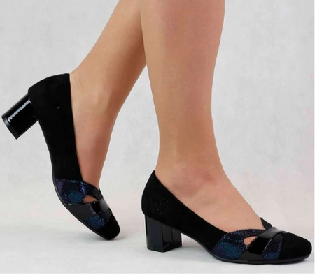 Czarne czółenka damskie na obcasie Jezzi